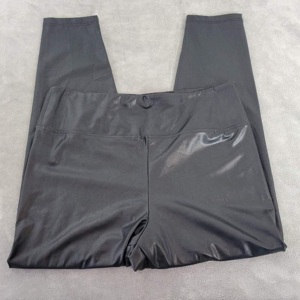 Boston Proper XL Black Faux Leather Pants Skinny Cropped Pull On Elastic BLA13E